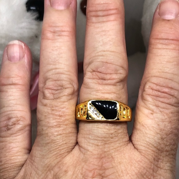 18k Yellow African Ore Gold Filled Gent’s Ring - Picture 8 of 10